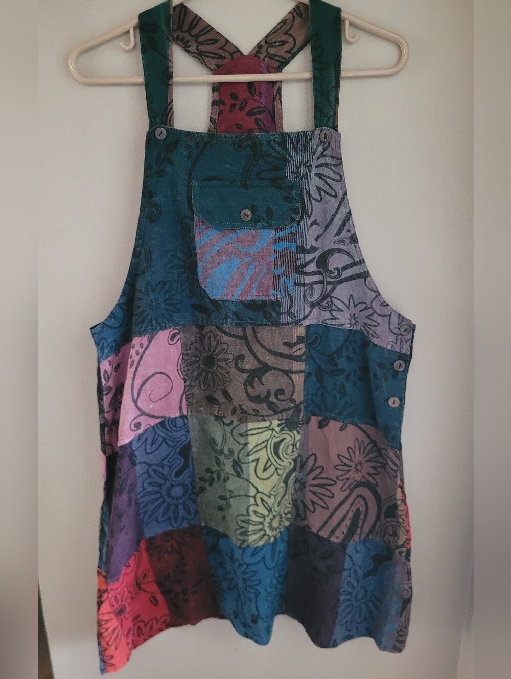 Patchwork Floral Overall-style Dress
